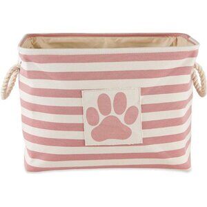 Pet Storage Collection Striped Paw Patch Bin, Small Rectangle, Rose